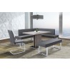 Armen Living Amanda Contemporary Nook Corner Dining Bench in Gray Faux Leather and Chrome Finish - Lifestyle