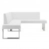 Armen Living Amanda Contemporary Nook Corner Dining Bench in White Faux Leather and Chrome Finish