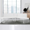 Armen Living Amanda Contemporary Nook Corner Dining Bench in White Faux Leather and Chrome Finish