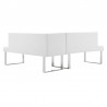 Armen Living Amanda Contemporary Nook Corner Dining Bench in White Faux Leather and Chrome Finish