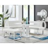 Armen Living Amanda Contemporary Nook Corner Dining Bench in White Faux Leather and Chrome Finish
