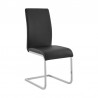 Armen Living Amanda Contemporary Side Chair in Black Faux Leather and Chrome Finish - Front Angle