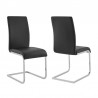 Armen Living Amanda Contemporary Side Chair in Black Faux Leather and Chrome Finish -  Set