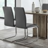 Armen Living Amanda Contemporary Side Chair in Gray Faux Leather and Chrome Finish 