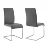 Armen Living Amanda Contemporary Side Chair in Gray Faux Leather and Chrome Finish -  Set