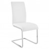 Armen Living Amanda Contemporary Side Chair in White Faux Leather and Chrome Finish 