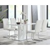 Armen Living Amanda Contemporary Side Chair in White Faux Leather and Chrome Finish - 4 set