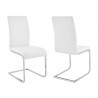 Armen Living Amanda Contemporary Side Chair in White Faux Leather and Chrome Finish - Set