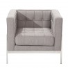 Armen Living Andre Contemporary Chair In Gray Tweed and Stainless Steel - Front
