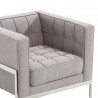 Armen Living Andre Contemporary Chair In Gray Tweed and Stainless Steel - Seat Close-Up[