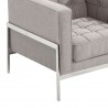 Armen Living Andre Contemporary Chair In Gray Tweed and Stainless Steel - Leg Close-Up