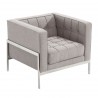 Armen Living Andre Contemporary Chair In Gray Tweed and Stainless Steel - Angled