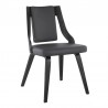 Armen Living Aniston Gray Faux Leather and Black Wood Dining Chairs Side Angle