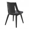 Armen Living Aniston Gray Faux Leather and Black Wood Dining Chairs Back