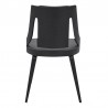 Armen Living Aniston Gray Faux Leather and Black Wood Dining Chairs Back