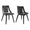Armen Living Aniston Gray Faux Leather and Black Wood Dining Chairs - Set of 2