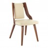 Armen Living Aniston Cream Faux Leather and Walnut Wood Dining Chairs - Side