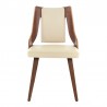 Armen Living Aniston Cream Faux Leather and Walnut Wood Dining Chairs - Front