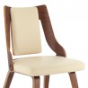 Armen Living Aniston Cream Faux Leather and Walnut Wood Dining Chairs - Side