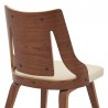 Armen Living Aniston Cream Faux Leather and Walnut Wood Dining Chairs - Back