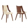 Armen Living Aniston Cream Faux Leather and Walnut Wood Dining Chairs - Set of 2