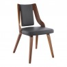 Armen Living Aniston Gray Faux Leather and Walnut Wood Dining Chairs 