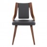 Armen Living Aniston Gray Faux Leather and Walnut Wood Dining Chairs - Front
