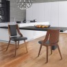 Armen Living Aniston Gray Faux Leather and Walnut Wood Dining Chairs