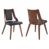 Armen Living Aniston Gray Faux Leather and Walnut Wood Dining Chairs - set