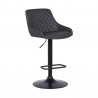 Anibal Contemporary Adjustable Barstool in Black Powder Coated Finish and Grey Faux Leather - Angled