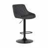 Anibal Contemporary Adjustable Barstool in Black Powder Coated Finish and Grey Faux Leather - Angled - Anibal Contemporary Adjustable Barstool in Black Powder Coated Finish and Grey Faux Leather - Angled