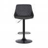 Anibal Contemporary Adjustable Barstool in Black Powder Coated Finish and Grey Faux Leather - Front