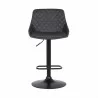 Anibal Contemporary Adjustable Barstool in Black Powder Coated Finish and Grey Faux Leather - Front - Anibal Contemporary Adjustable Barstool in Black Powder Coated Finish and Grey Faux Leather - Front