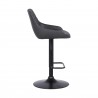 Anibal Contemporary Adjustable Barstool in Black Powder Coated Finish and Grey Faux Leather - Side