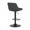Anibal Contemporary Adjustable Barstool in Black Powder Coated Finish and Grey Faux Leather - Back Angle