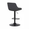 Anibal Contemporary Adjustable Barstool in Black Powder Coated Finish and Grey Faux Leather - Back Angle - Anibal Contemporary Adjustable Barstool in Black Powder Coated Finish and Grey Faux Leather - Back Angle