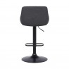 Anibal Contemporary Adjustable Barstool in Black Powder Coated Finish and Grey Faux Leather - Back