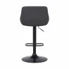 Anibal Contemporary Adjustable Barstool in Black Powder Coated Finish and Grey Faux Leather - Back - Anibal Contemporary Adjustable Barstool in Black Powder Coated Finish and Grey Faux Leather - Back