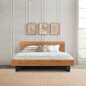 Armen Living Aldo Brown Oak Wood Platform Bed Frame With Black Metal Legs