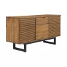 Armen Living Aldo Brown Oak Sideboard Buffet Cabinet in Brown Oak Wood with Black Metal Legs Side