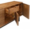 Armen Living Aldo Brown Oak Sideboard Buffet Cabinet in Brown Oak Wood with Black Metal Legs