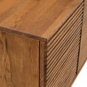 Armen Living Aldo Brown Oak Sideboard Buffet Cabinet in Brown Oak Wood with Black Metal Legs Corner