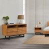 Armen Living Aldo 4 Drawer Dresser in Brown Oak Wood with Black Metal Legs Room VIew