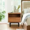 Armen Living Aldo 1 Drawer Nightstand In Brown Oak Wood With Black Metal Legs - Armen Living Aldo 1 Drawer Nightstand In Brown Oak Wood With Black Metal Legs