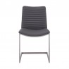 Armen Living April Contemporary Dining Chair in Brushed Stainless Steel Finish and Gray Faux Leather - Front