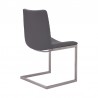 Armen Living April Contemporary Dining Chair in Brushed Stainless Steel Finish and Gray Faux Leather Back