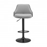 Armen Living Asher Adjustable Grey Faux Leather and Black Finish Bar Stool Front