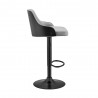 Armen Living Asher Adjustable Grey Faux Leather and Black Finish Bar Stool Side