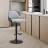 Armen Living Asher Adjustable Grey Faux Leather and Black Finish Bar Stool