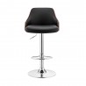 Armen Living Asher Adjustable Faux Leather and Chrome Finish Bar Stool Black Front